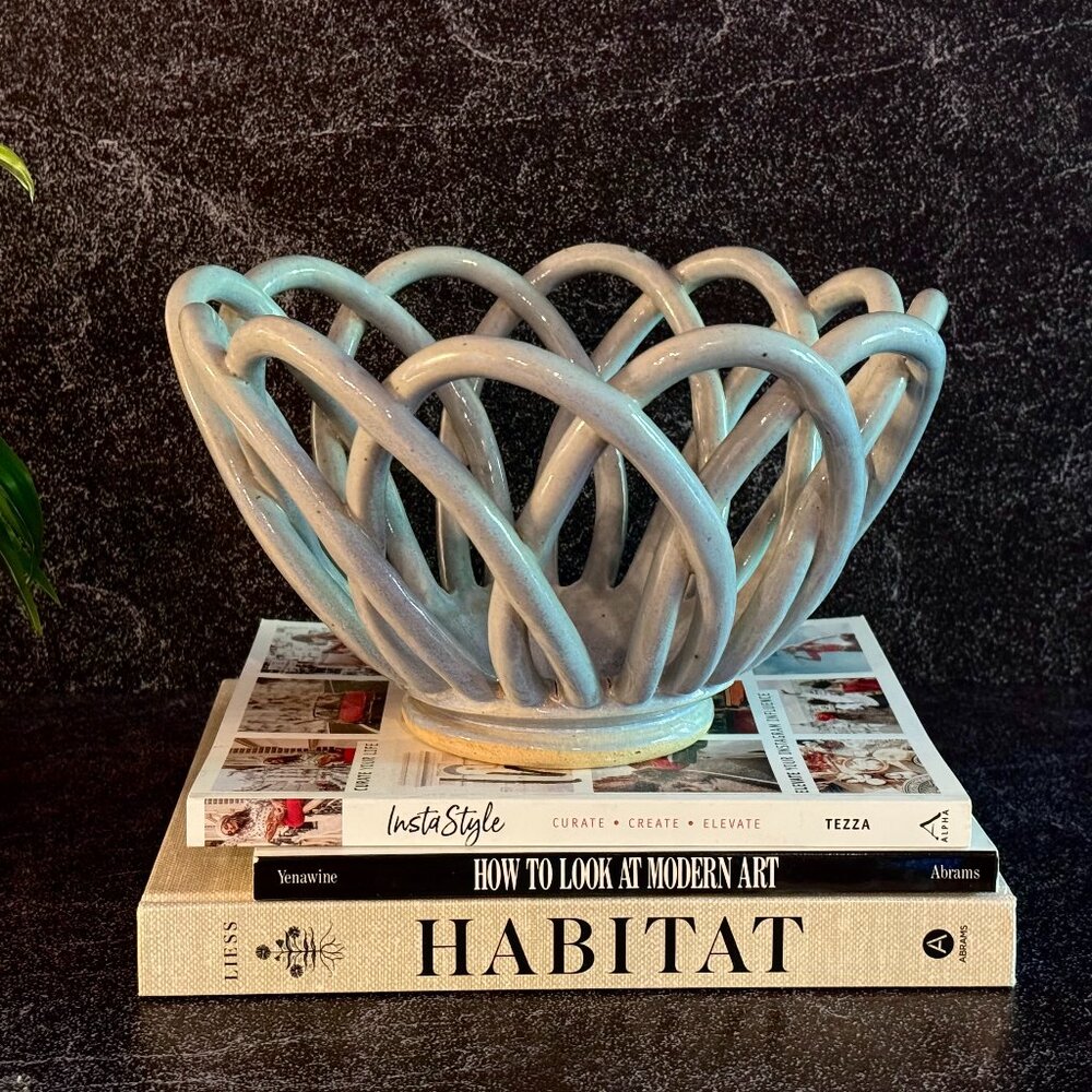 Vintage Ceramic Handmade Spaghetti Ware Bowl, Bread Bowl